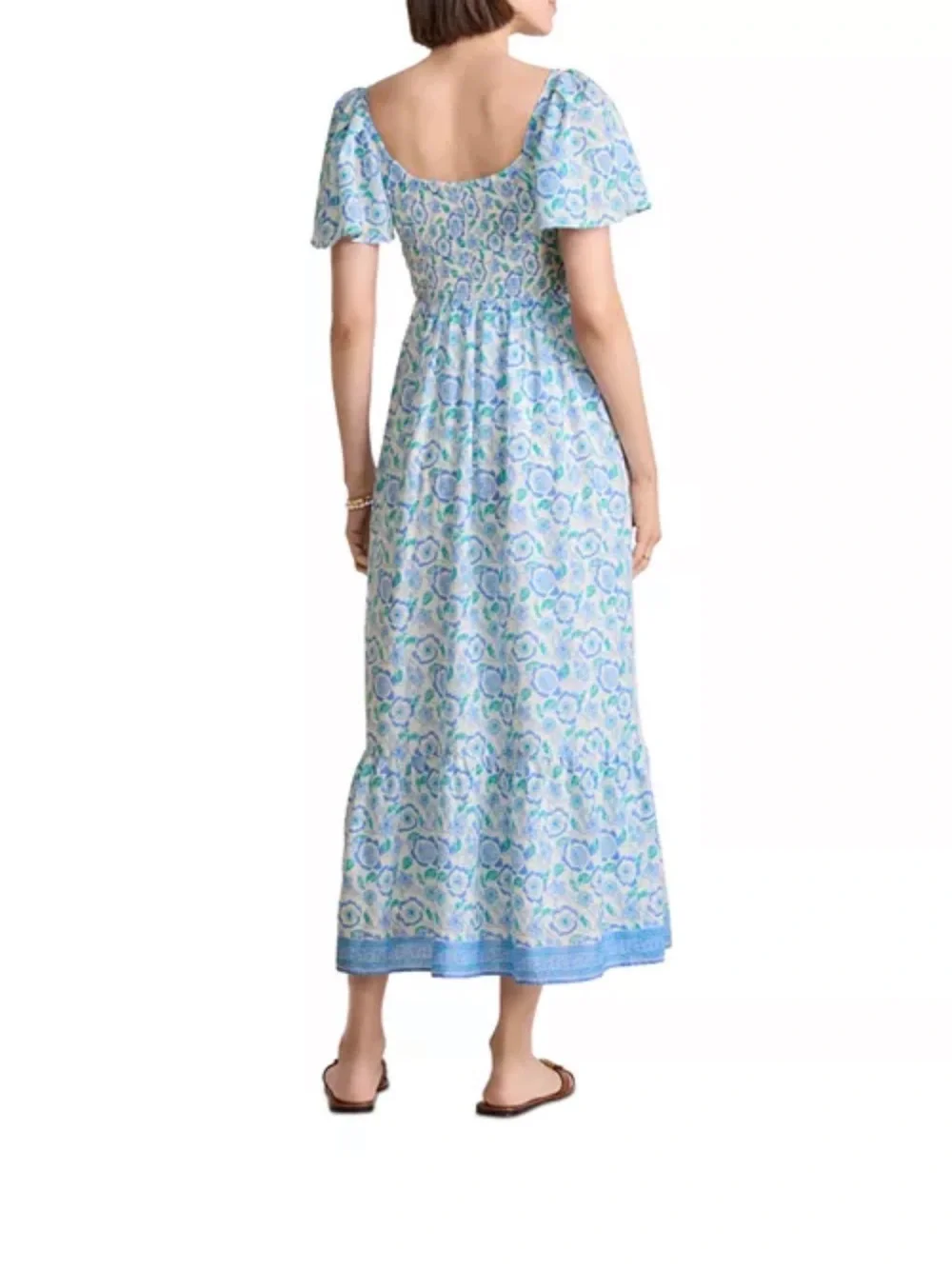 Vineyard Vines Ellen Flutter Sleeve Smocked Maxi Dress, Sz M - Picture 3 of 5